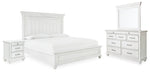 Cama King Kanwyn con paneles, tocador, espejo y mesita de noche