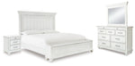 Cama Queen Kanwyn con almacenamiento, tocador, espejo y mesita de noche