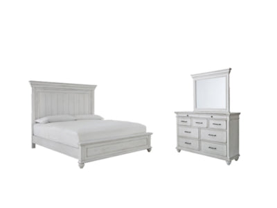 Cama Kanwyn Queen con paneles, tocador y espejo