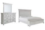 Kanwyn King Panel Bed with Storage, Dresser and Mirror