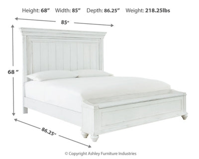 Cama Kanwyn California King con panel y banco de almacenamiento