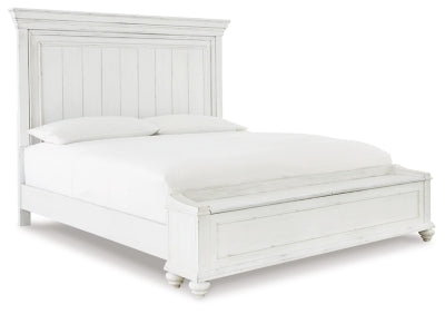 Cama Kanwyn California King con panel y banco de almacenamiento