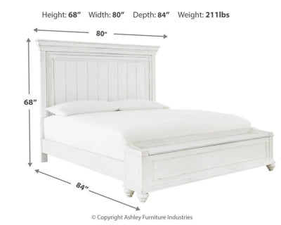 Cama Kanwyn King con panel y banco de almacenamiento