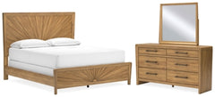 Takston California King Panel Bed, Dresser and Mirror