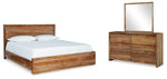 Cama con paneles, tocador y espejo Dressonni California King