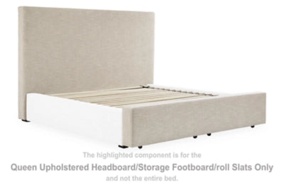 Kristiland Queen Upholstered Headboard/Storage Footboard/roll Slats