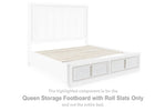 Pie de cama Queen con almacenamiento y listones enrollables Chalanna