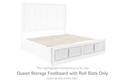 Pie de cama Queen con almacenamiento y listones enrollables Chalanna