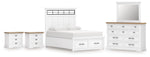 Ashbryn King Panel Bed, Dresser, Mirror and 2 Nightstands