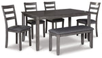 Mesa de comedor y sillas Bridson con banco (juego de 6)