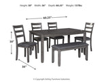 Mesa de comedor y sillas Bridson con banco (juego de 6)