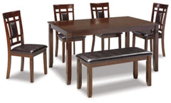 Mesa de comedor y sillas Bennox con banco (juego de 6)
