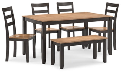 Mesa de comedor Gesthaven con 4 sillas y banco (juego de 6)