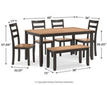 Mesa de comedor Gesthaven con 4 sillas y banco (juego de 6)