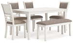 Mesa de comedor Erinberg, 4 sillas y banco (juego de 6)