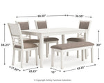 Mesa de comedor Erinberg, 4 sillas y banco (juego de 6)