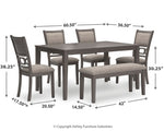 Mesa de comedor Wrenning, 4 sillas y banco (juego de 6)