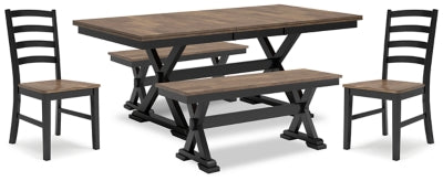 Wildenauer Dining Table, 2 Chairs and 2 Benches