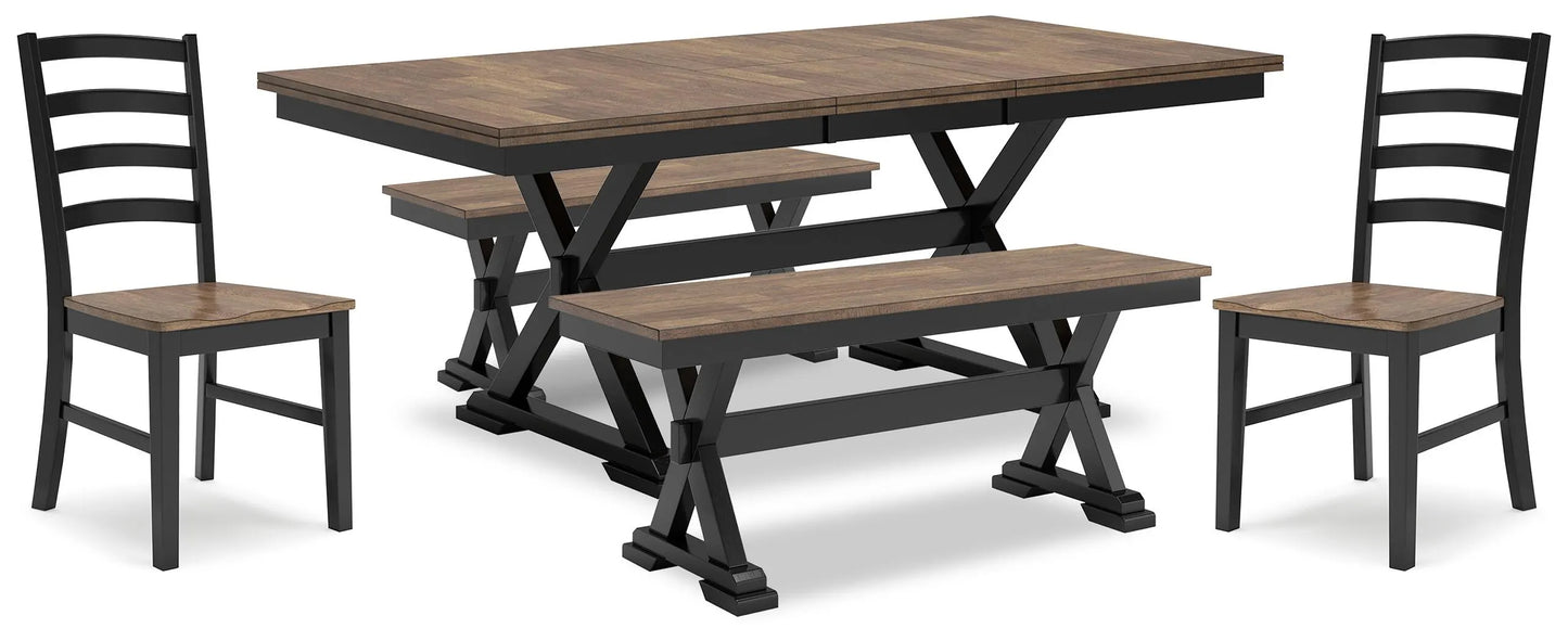 Wildenauer Dining Table, 2 Chairs and 2 Benches