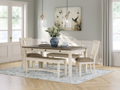 Mesa de comedor Bolanburg con 2 sillas y 2 bancos