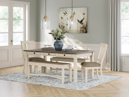 Mesa de comedor Bolanburg con 2 sillas y 2 bancos