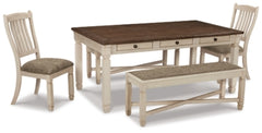Mesa de comedor Bolanburg con 2 sillas y 2 bancos