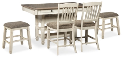 Mesa de comedor de altura de mostrador Bolanburg y 4 taburetes