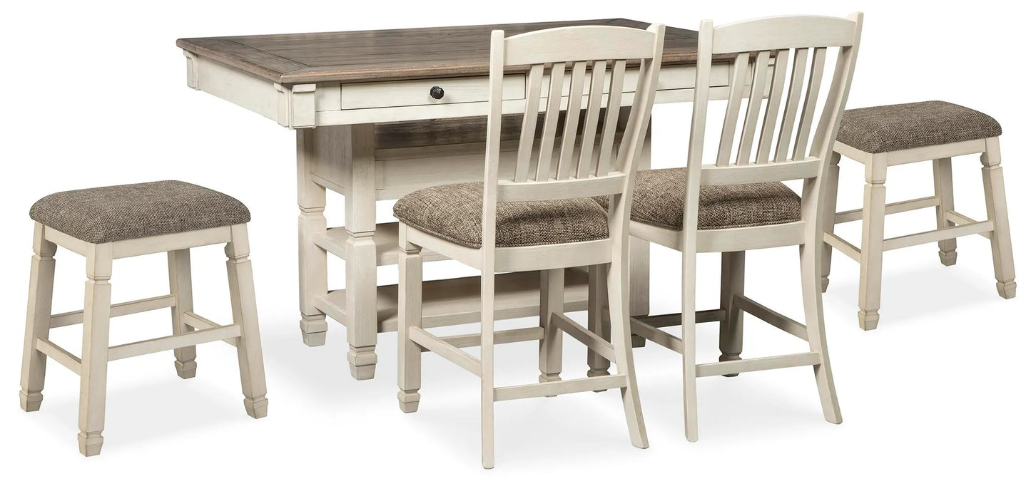 Mesa de comedor de altura de mostrador Bolanburg y 4 taburetes
