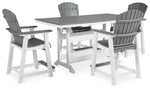 Mesa de comedor Transville para exteriores con altura de mostrador y 4 taburetes