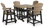 Mesa de comedor de exterior Fairen Trail con altura de mostrador y 4 taburetes