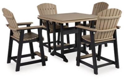 Mesa de comedor de exterior Fairen Trail con altura de mostrador y 4 taburetes