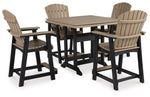 Mesa de comedor de exterior Fairen Trail con altura de mostrador y 4 taburetes
