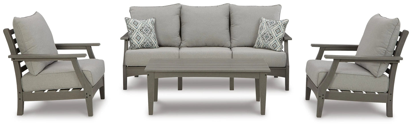 Visola Outdoor Sofa, 2 Lounge Chairs and Coffee Table