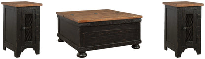 Valebeck Coffee Table and 2 Chairside End Tables