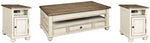 Realyn Coffee Table and 2 Chairside End Tables