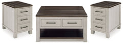 Darborn Lift-top Coffee Table and 2 Chairside End Tables
