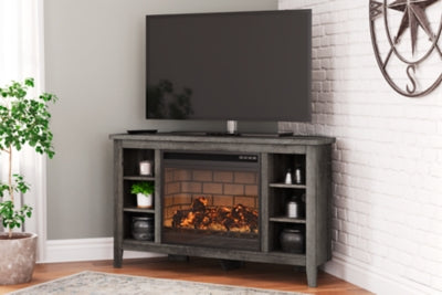 Mueble de TV esquinero con chimenea eléctrica Arlenbry