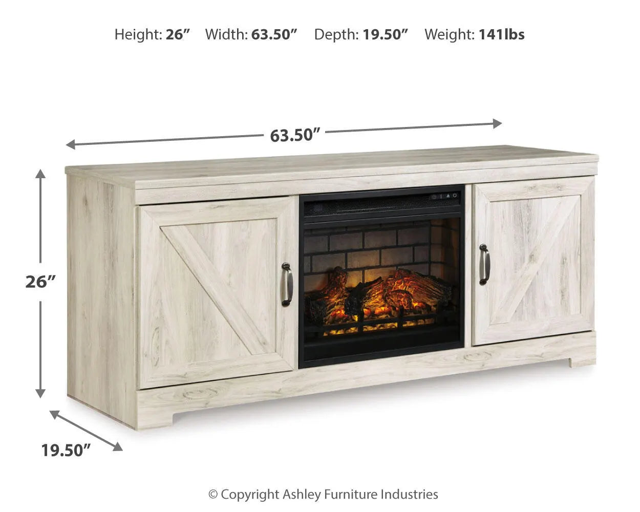 Mueble para TV Bellaby de 63" con chimenea eléctrica