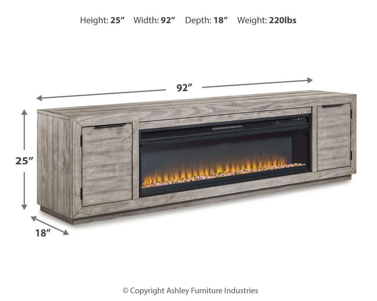 Mueble para TV Naydell de 92" con chimenea eléctrica